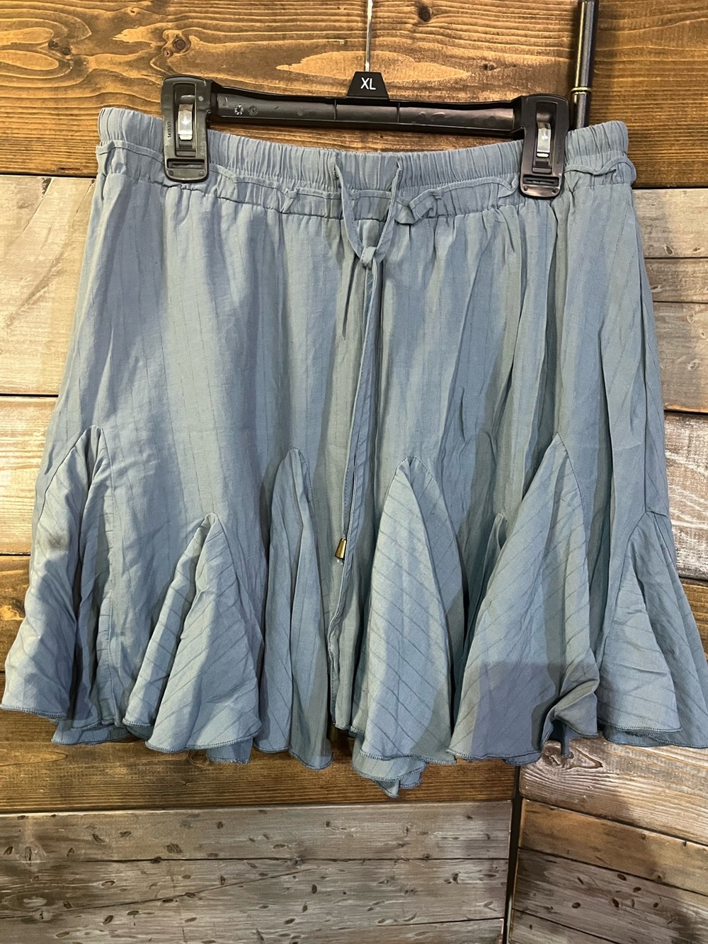 Entro Pleated Godet Mini Skirt, Elastic Waist, Sz S